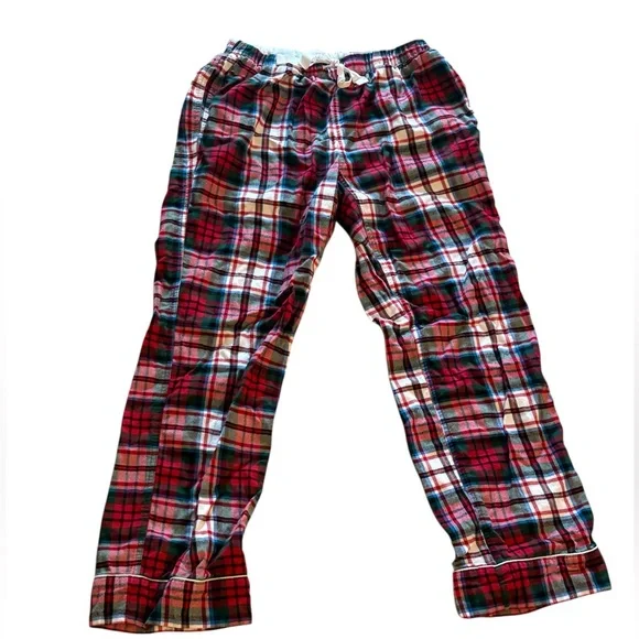 Lands' End Red Plaid Pajama Bottoms Soft Flannel Size Small (6-8) Pjs - Picture 1 of 6